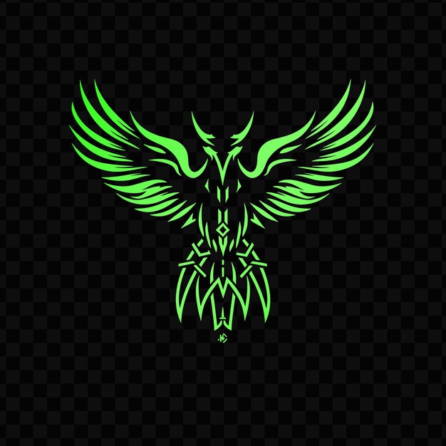 PSD psd vector epic viking raven logo con alas y runas para la decoración w tinta de tatuaje de diseño creativo