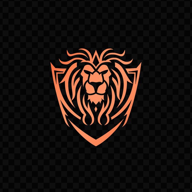 PSD psd vector feudal logotipo africano con un león y un escudo para decoraciones tinta de tatuaje de diseño creativo