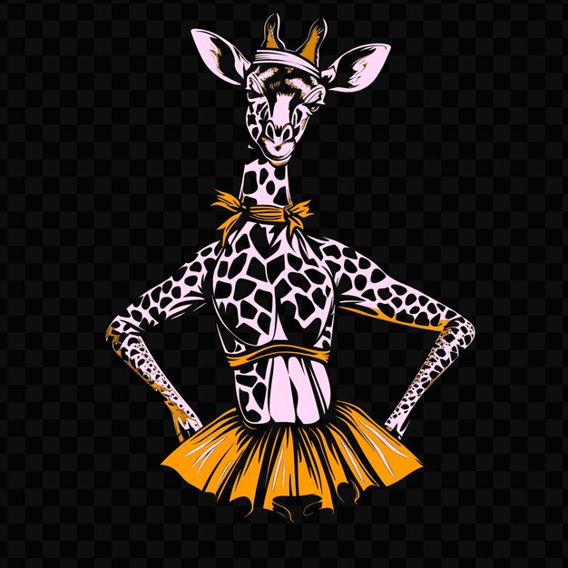 PSD psd vector girafa graciosa con un tutu de bailarina y una banda de cabeza diseña una camiseta diseño tatuaje tinta