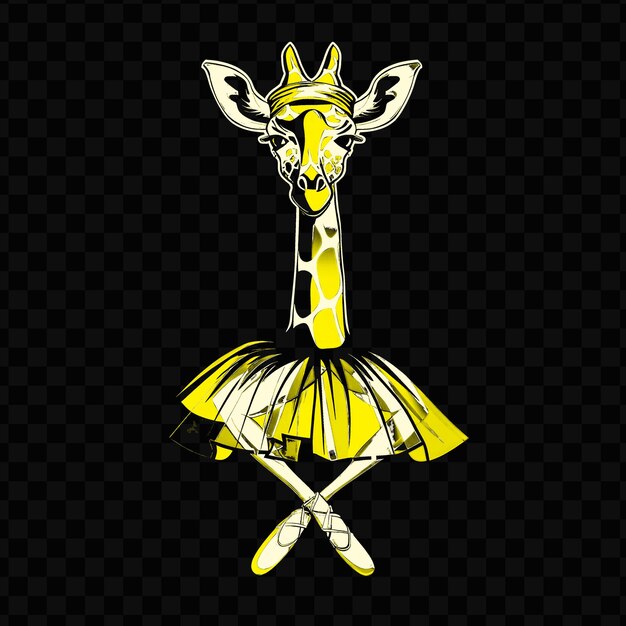 Psd Vector Giraffe Gracieuse Avec Une Ballerine Tutu Et Bandeau Dessiner T-shirt Design Tatouage Encre