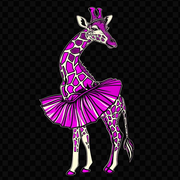 PSD psd vector giraffe gracieuse avec une ballerine tutu et bandeau dessiner t-shirt design tatouage encre