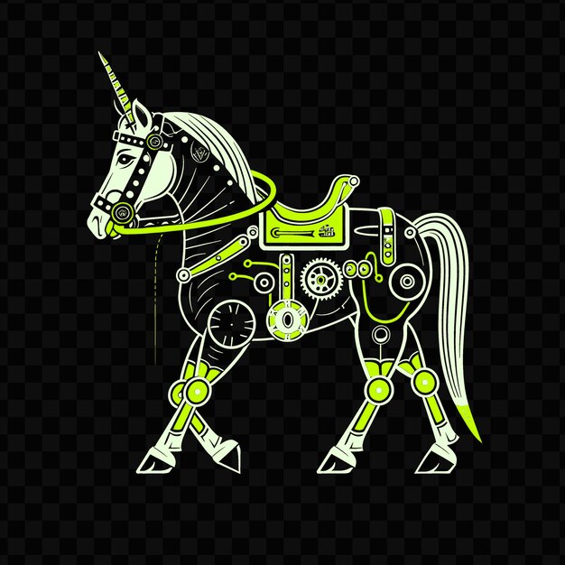 PSD psd vector gracieux cheval avec un corps d'horloge et une teinture de tatouage de conception de t-shirt eng à vapeur