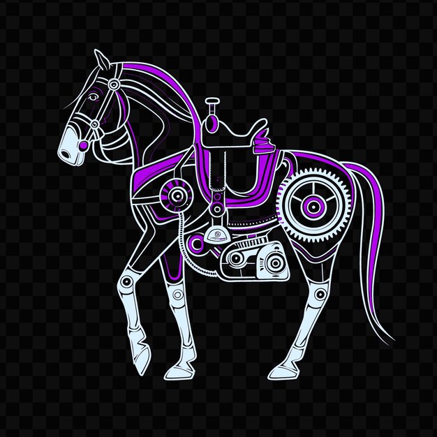 PSD psd vector gracioso cavalo com um corpo de relógio e uma t-shirt com design de tatuagem eng acionada a vapor