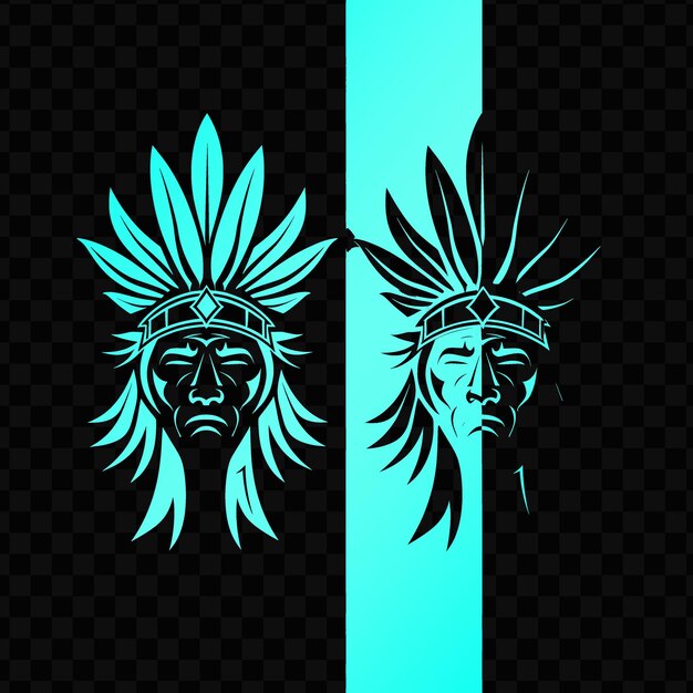 PSD psd vector heroic native american brave logo con tocado de cabeza y arco para tinta de tatuaje de diseño creativo