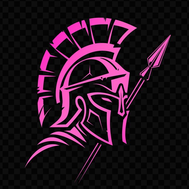 Psd vector historisches spartan-logo mit helm und speer für decora creative design tattoo-tinte