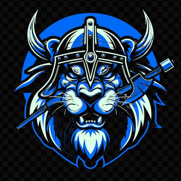 PSD psd vector león rugiente con un casco vikingo y hacha diseñado con una tinta de t-shirt de diseño sl