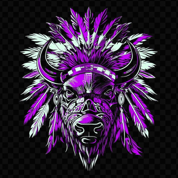 PSD psd vector livid bison face com um cofre mohawk e war paint desig t-shirt design tatuagem tinta