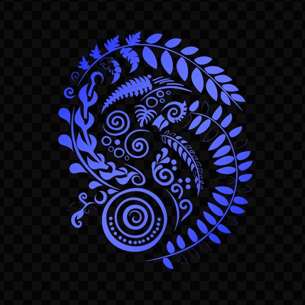 Psd vector logotipo étnico maori koru con helechos y espirales para decoración tinta de tatuaje de diseño creativo