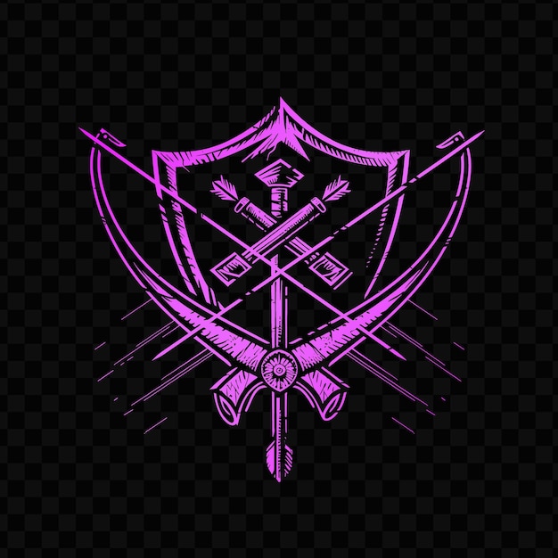 Psd vector medieval archer guild emblem logotipo com arco e parafuso para arte de tatuagem de design simples