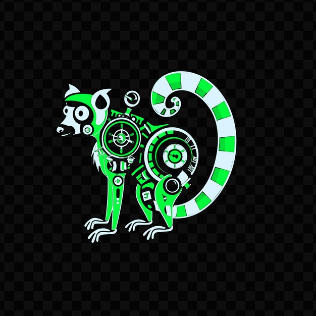 PSD psd vector nimble lemur mit einem uhrwerk-körper und einem mechanischen schwanz cra t-shirt design tattoo tinte