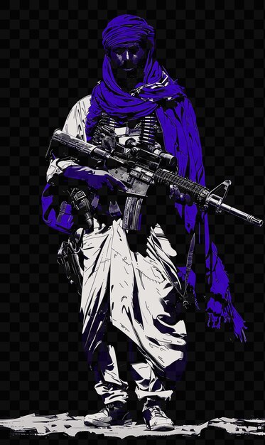PSD psd vector retrato de guerreiro iemenita com vestuário tradicional e arte de colagem de t-shirt jambiy