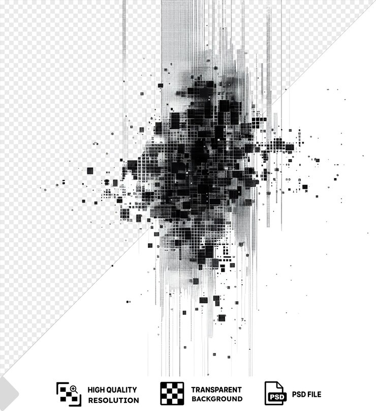 PSD psd vector de ruido de píxeles digital símbolo estático gris y fondo aislado