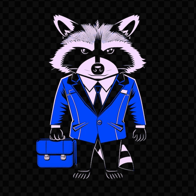 PSD psd vector sly raccoon com um traje de vigarista e maleta projetado w t-shirt design tatuagem tinta