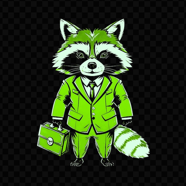 PSD psd vector sly raccoon con un traje de estafador y maletín diseñado w t-shirt diseño tinta de tatuaje