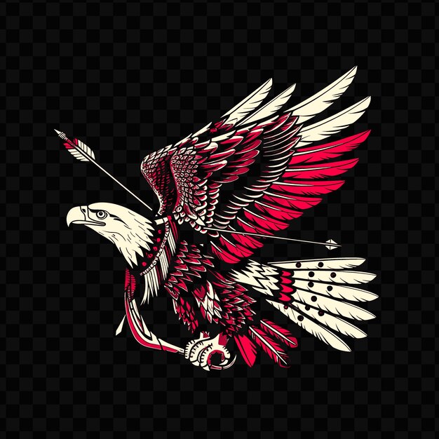 PSD psd vector soaring eagle com um boné de guerra nativo americano e flechas t-shirt design tatuagem tinta