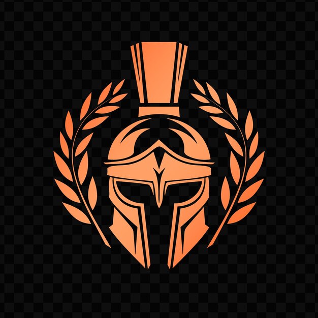 PSD psd vector spartan hoplite helmet logo avec une couronne d'olive et des javelins f design simple art du tatouage