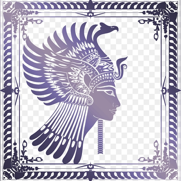 Psd vector sphinx frame art con alas y cabeza para decoraciones en el f scribble art tattoo cnc
