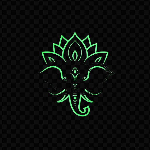 PSD psd vector spirituel logo de la divinité hindoue avec lotus et éléphant pour la décoration tinte de tatouage de conception créative