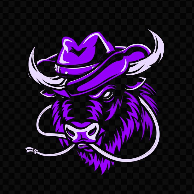 PSD psd vector strong bison com um chapéu de cowboy e laço projetado com uma tinta de tatuagem de design de camiseta ru