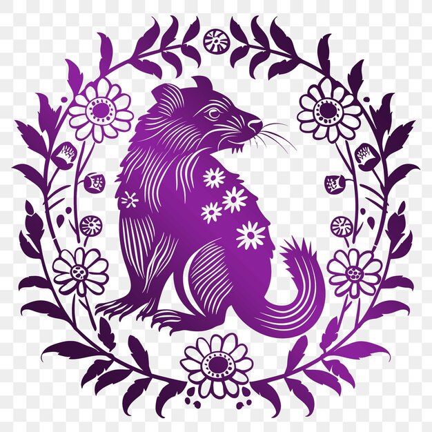 PSD psd vector tasmanian devil frame art con flores silvestres australianas y tatuaje de arte unicribble cnc