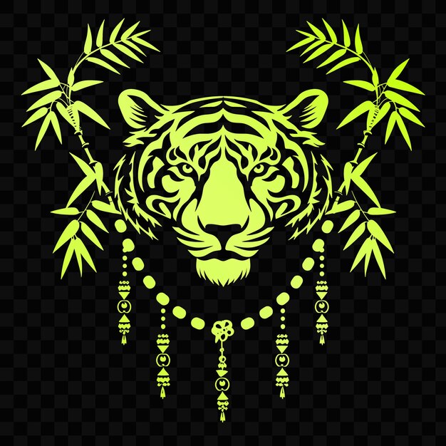 PSD psd vector tigers art du cadre oculaire avec des tigres et du bambou pour les décorations o scribble art tattoo cnc
