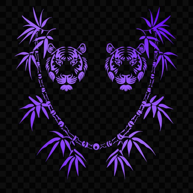 PSD psd vector tigers art du cadre oculaire avec des tigres et du bambou pour les décorations o scribble art tattoo cnc