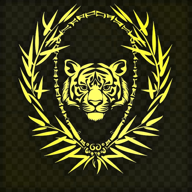 PSD psd vector tigers art du cadre oculaire avec des tigres et du bambou pour les décorations o scribble art tattoo cnc