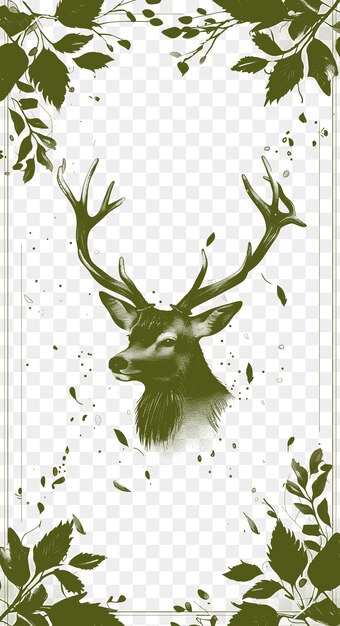 PSD-Vektor-Postkarten-Design für Wildtiere mit natürlichem Rahmen-Stil-Design Dec CNC-Die-Cut-Tattoo-Design