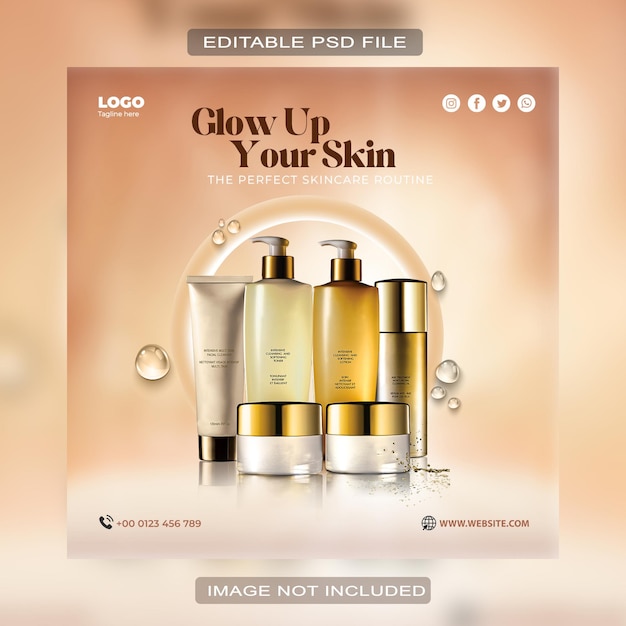 PSD venda de cosméticos produtos de beleza venda de mídia social post instagram post modelo de banner