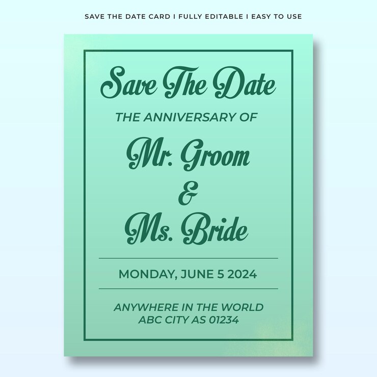 PSD psd verde minimalista decorativo guardar la tarjeta de invitación de la fecha