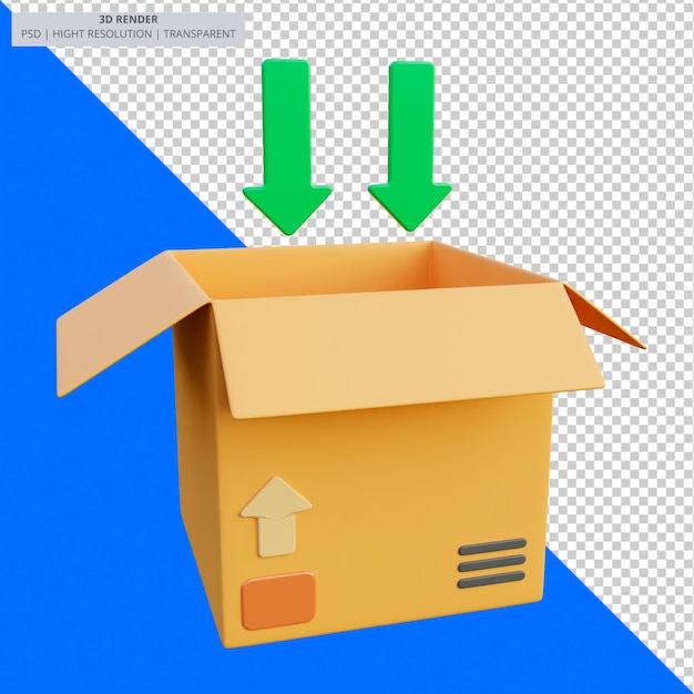 PSD-Verpackungssymbol 3D-Renderillustration isolierter transparenter Hintergrund Premium-PSD