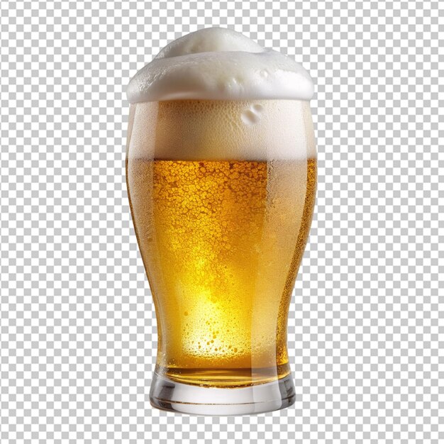 PSD psd d'un verre de bière rafraîchissant sur un fond transparent