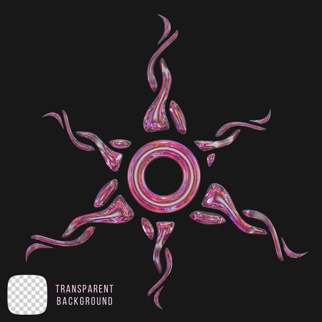 Psd vidrio de dispersión icono del sol tribal renderizado en 3D aislado