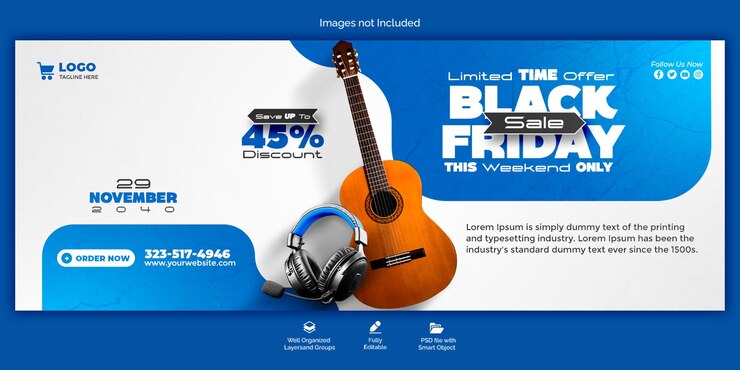 PSD psd viernes negro súper venta plantilla de portada de facebook