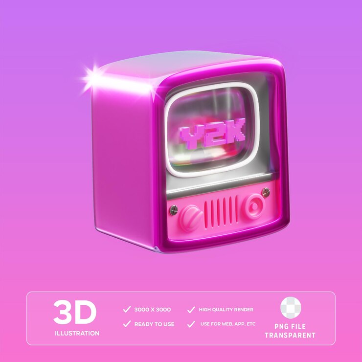 PSD vintage TV 3D Ilustración de las imágenes