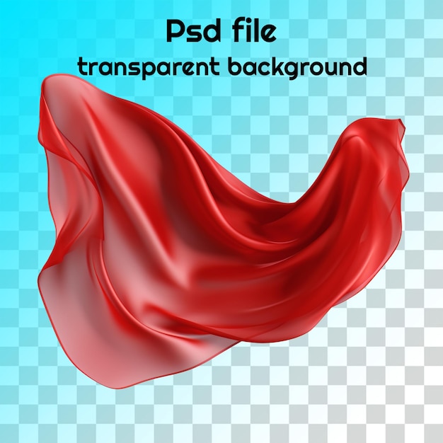 Psd voando tecido de seda vermelho fundo transparente