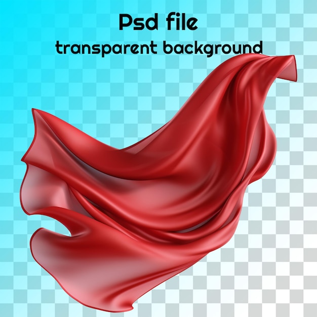 PSD psd voando tecido de seda vermelho fundo transparente
