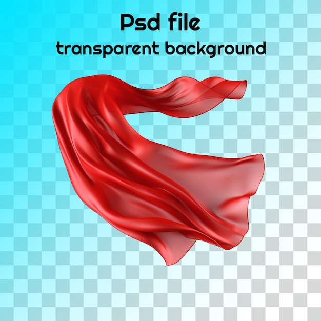 Psd voando tecido de seda vermelho fundo transparente