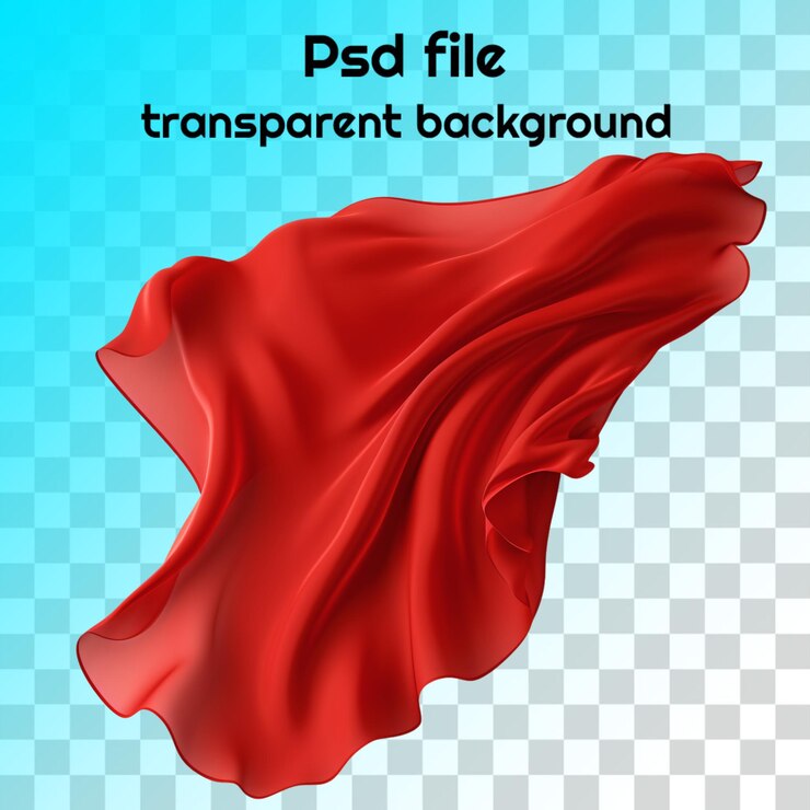 Psd volante tessuto di seta rosso sfondo trasparente