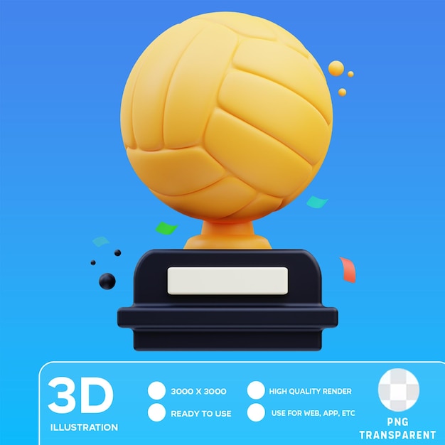 Psd-volleyball-trophäe in 3d-illustration
