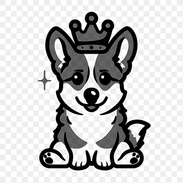 Psd von corgi mit einer krone schwarze umrisse farbe und gold krone col tier umrisse kunstdesign