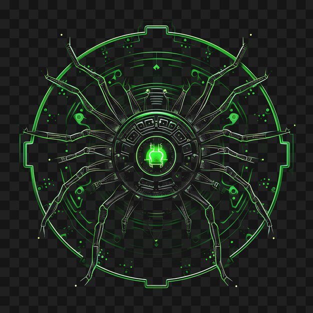 PSD psd von cybernetic spider borderline design neon lines style mechani transparent clipart png 4096px