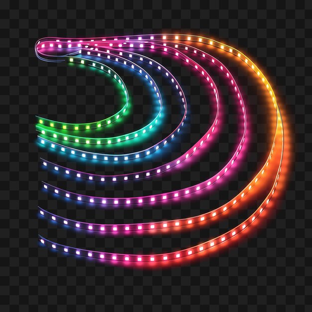 PSD psd von rgb led tape lights mit farbverändernden effekten transparente collage y2k clipart cyber tech