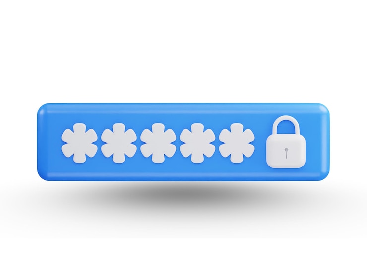 PSD psd-vorhängeschloss mit passwortsymbol 3d-rendering-vektorillustration