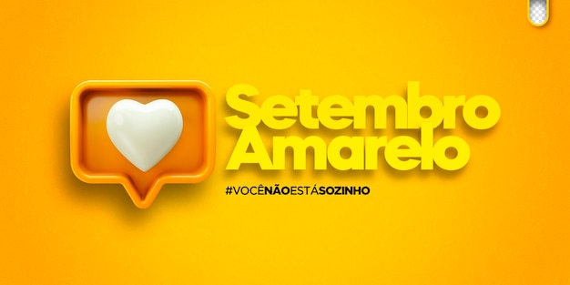 PSD-Vorlage für soziale Medien, Suizidpräventionsmonat, gelb, September, Setembro, Amarelo in Brasilien