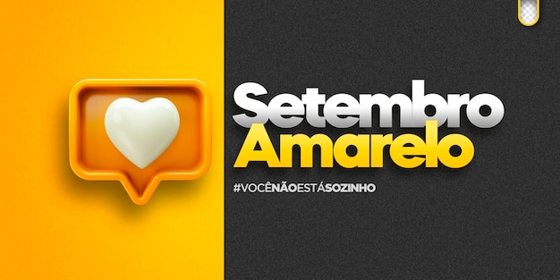 PSD-Vorlage für soziale Medien, Suizidpräventionsmonat, gelb, September, Setembro, Amarelo in Brasilien