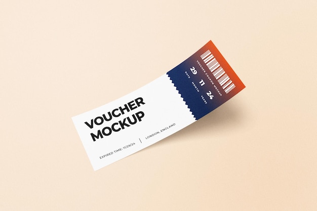 PSD Voucher Mockup Template Design con ombra