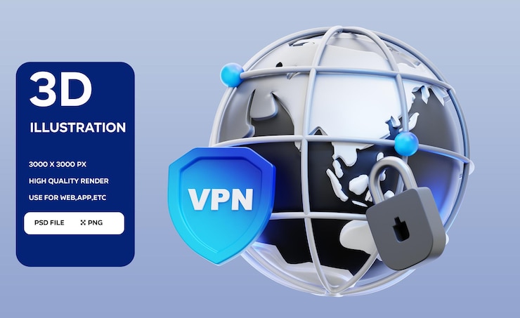 PSD psd vpn 3d illustration