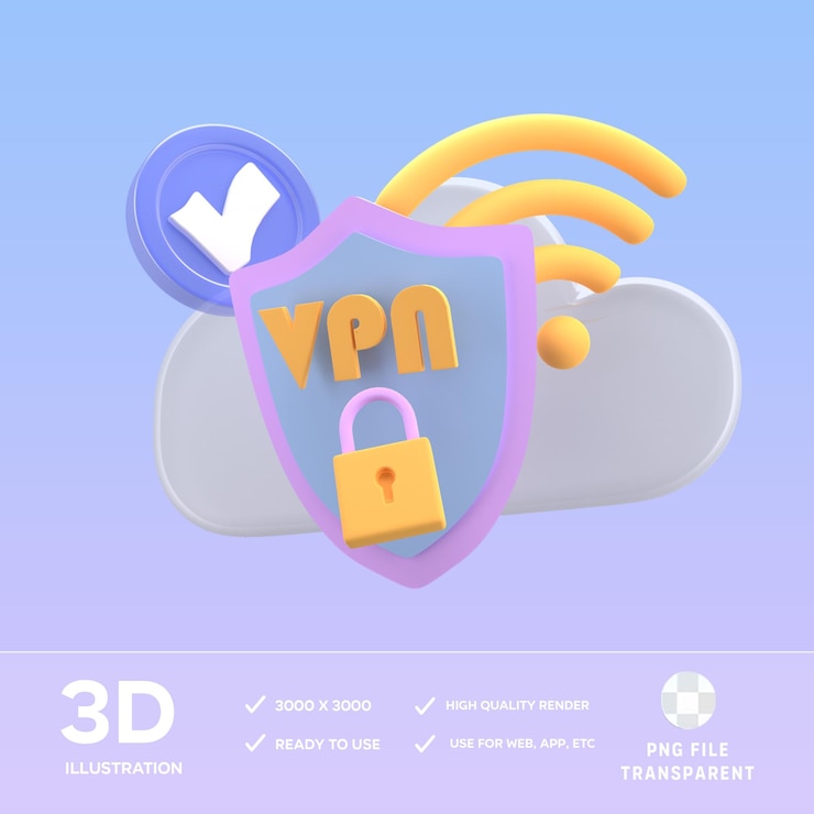 PSD psd vpn network 3d illustration