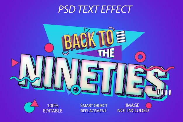 PSD psd de vuelta a los años noventa retro efecto de texto 3d